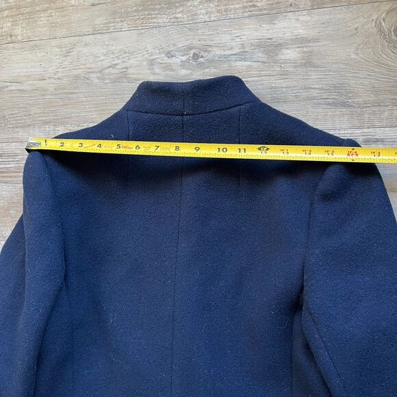 Domino New York Wool Trench Coat Women's Medium Blue Vintage 90s 80s Button - Picture 10 of 11